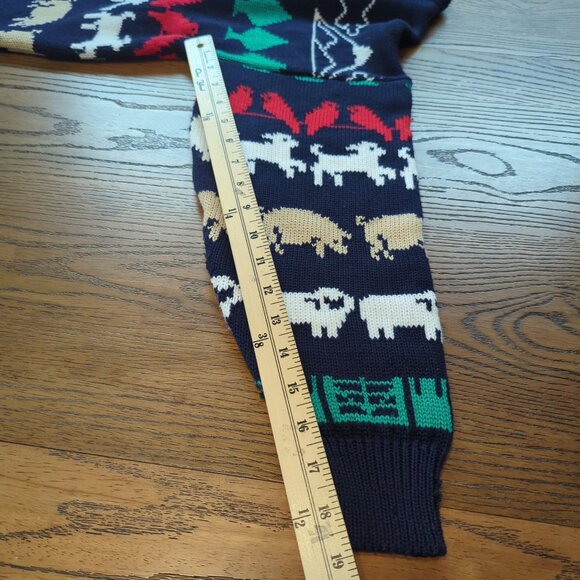 Kotare New Zealand Vintage intarsia sweater wool sheep pig farm animal country - Picture 15 of 16